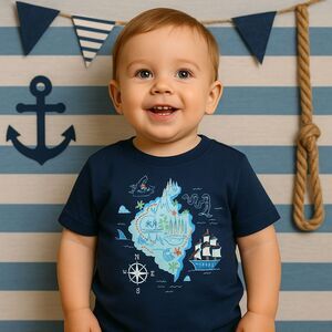 dot & ZAZZ Boy's Short Sleeve T-Shirt Blue Nautical Treasure Pirate 18-24 Months